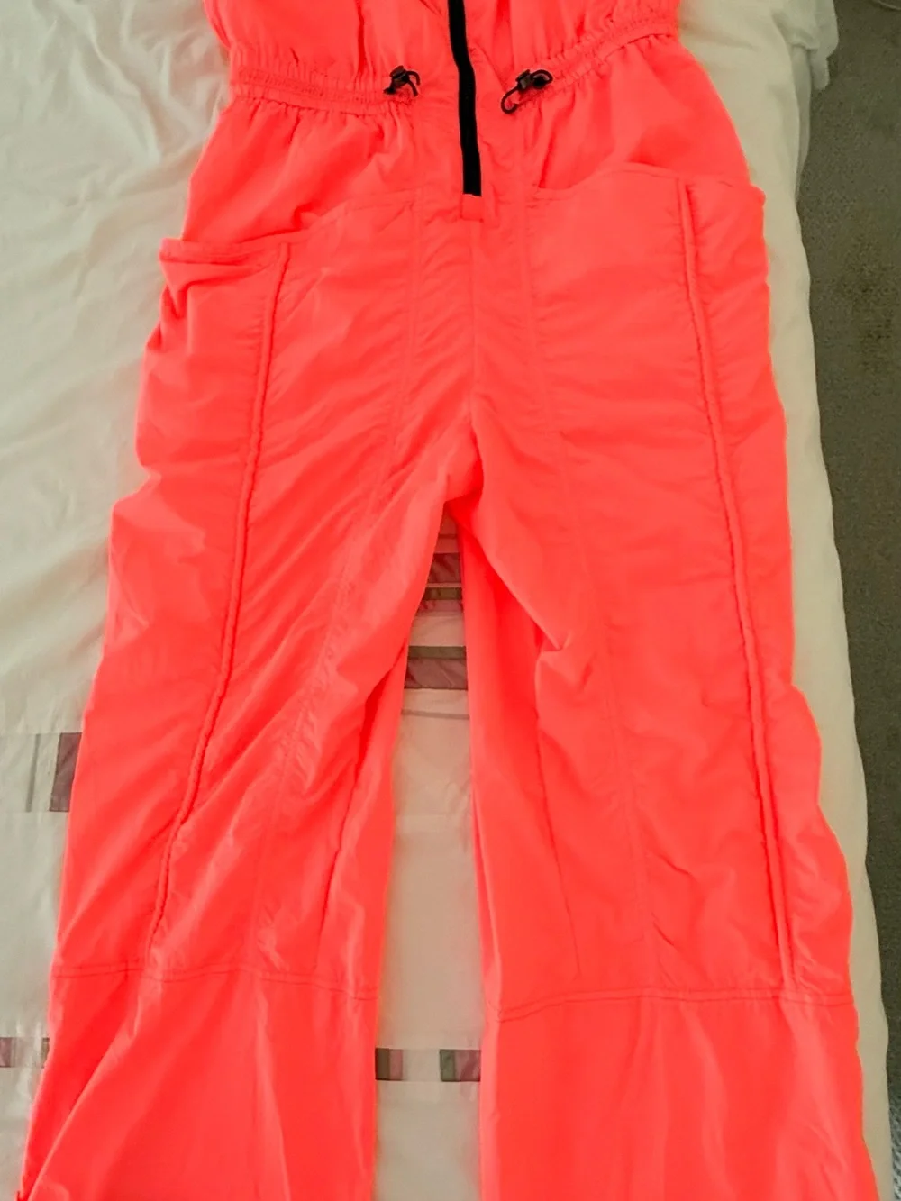 Free People Coral Neon/ orange Lightweight Utility Jumpsuit